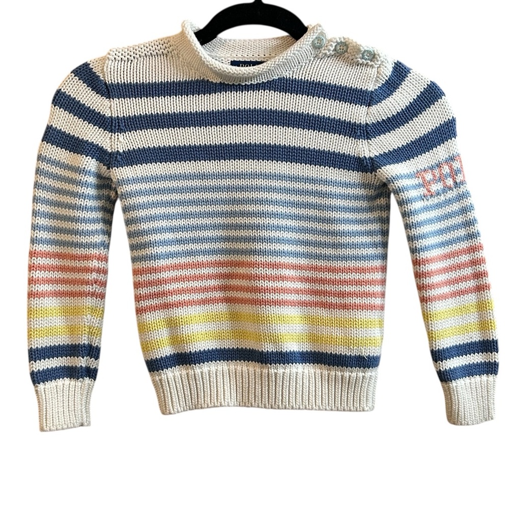 Polo Ralph Lauren girls striped chunky cable knit sweater size 6